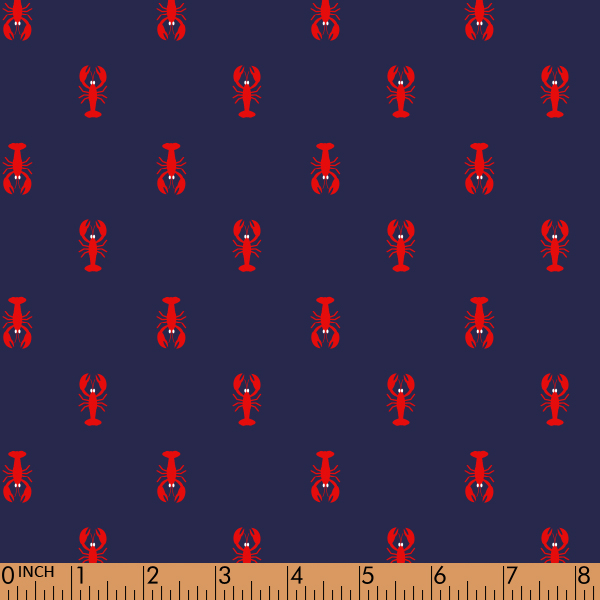 I10- Navy with Shrimps printed fabric